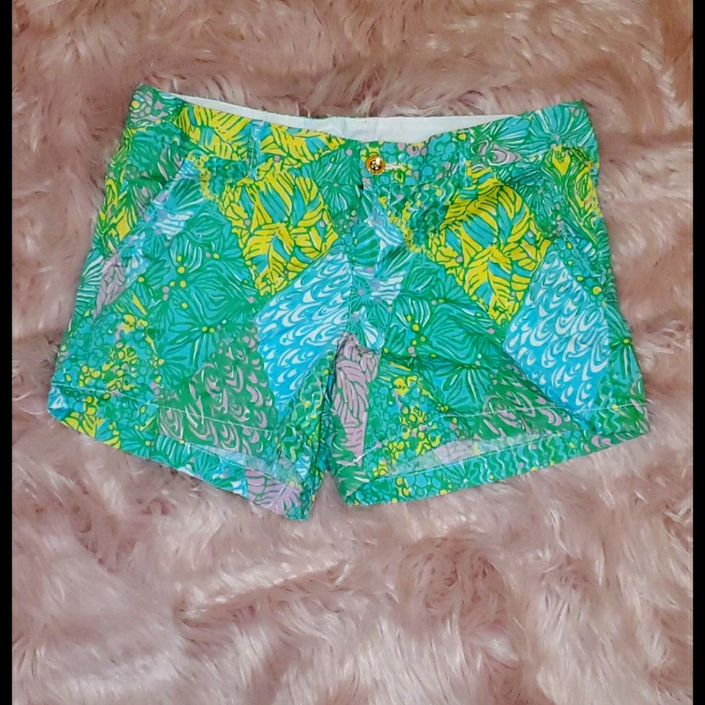 Lilly Pulitzer Green and Yellow Patterned Shorts